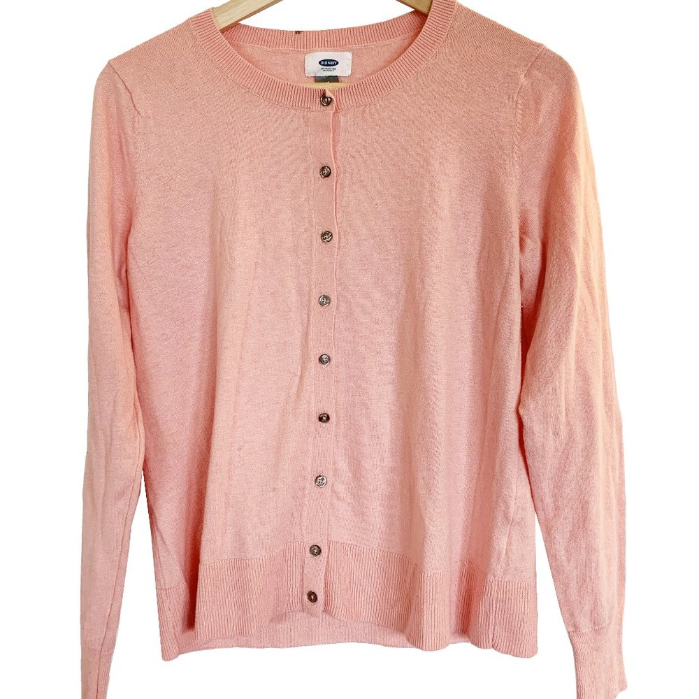 Pink, button front cardigan from Old Navy